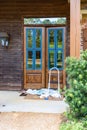 Front door in process of being refinished