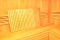 Wooden furniture inside sauna Royalty Free Stock Photo