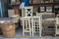 Wooden furniture for sale at Puerto de Frutos in Tigre City, Buenos Aires Royalty Free Stock Photo