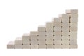 Wooden game jenga tower on a white background