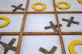 Wooden game tic-tac-toe close-up Royalty Free Stock Photo