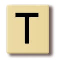 Wooden game tile with the letter T