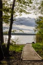 Wooden gangplank to a sea