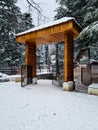 A Wooden Gate Covered in the snow