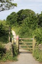 Wooden gate at entrance to concessionary footpath