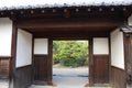 Wooden gate of the Garden of Pine Trees in Koko-en Garden, Himeji, Japan