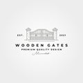 Wooden gate line logo vector symbol illustration design, minimal logo design