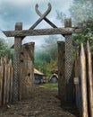 Wooden gate to a medieval village