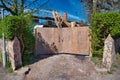 Wooden gates at a house building / construction site are closed and locked during the UK Government coronavirus lockdown Royalty Free Stock Photo