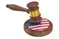 Wooden Gavel with American Flag Royalty Free Stock Photo