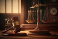 Wooden gavel barrister, justice concept. Generative AI