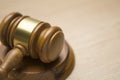 Wooden gavel, close up, shallow depth of field Royalty Free Stock Photo