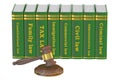 Wooden Gavel and Law Books, 3D rendering Royalty Free Stock Photo