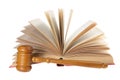 Wooden Gavel and Opened Book
