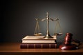 Wooden gavel and scales of justice on top of law books Royalty Free Stock Photo
