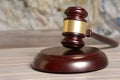 Wooden Gavel with stang on table background