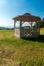 Wooden gazebo above Lucky village in Slovakia