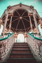 Wooden gazebo in the adronada park Royalty Free Stock Photo