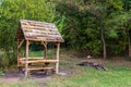 Wooden gazebo in park, early fall