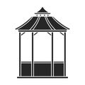 Wooden gazebo of pergola vector icon.Black vector icon isolated on white background wooden gazebo of pergola . Royalty Free Stock Photo