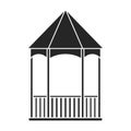 Wooden gazebo of pergola vector icon.Black vector icon isolated on white background wooden gazebo of pergola .