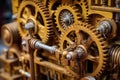 wooden gear mechanism in antique machinery