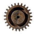 Wooden gear on white background Royalty Free Stock Photo