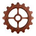 Wooden gear on white background. Isolated 3d illustration Royalty Free Stock Photo