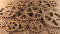Wooden gears. 3D render.