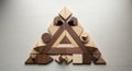 Wooden geometric blocks arranged in a Royalty Free Stock Photo