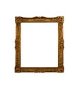 Wooden gilded picture frame isolated on white