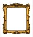 Wooden gilded vintage picture frame on white background Royalty Free Stock Photo