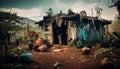 Wooden Gipsy House in Decay. AI-Generated image. Royalty Free Stock Photo