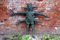 Wooden girl sculpture at Croft Castle garden in England Royalty Free Stock Photo