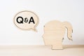 wooden girl silhouette head with word Q