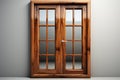 Wooden Glass Door on white background