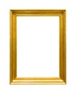 Wooden golden colored picture frame on white background Royalty Free Stock Photo