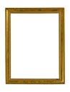 Wooden golden frame for paintings. Isolated on white Royalty Free Stock Photo