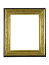 Wooden golden frame for paintings. Isolated on white Royalty Free Stock Photo