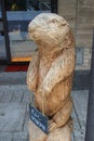 Wooden gopher sculpture at the entrance to the store