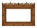 Wooden gothic frame for paintings, mirrors or photo isolated on white background