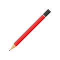 Wooden graphite pencil in red color. Item for writing and drawing. Flat vector for promo poster or flyer of office