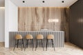 Wooden and gray coffee shop interior Royalty Free Stock Photo