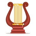 wooden Greek lyre. musical instrument in antiquity. Royalty Free Stock Photo