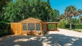 Wooden greenhouse in Washington Oaks Gardens State Park in Palm Coast, Florida