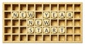 a wooden grid with cubes new year new start