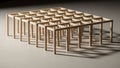 Wooden Grid Structure Model with Strong Shadows and Light Play on a Neutral Surface (327 Royalty Free Stock Photo