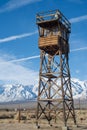 Wooden guard tower for Manzanar concentration camp California