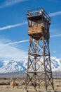 Wooden guard tower for Manzanar concentration camp California