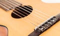 Wooden guitar strings closeup Royalty Free Stock Photo